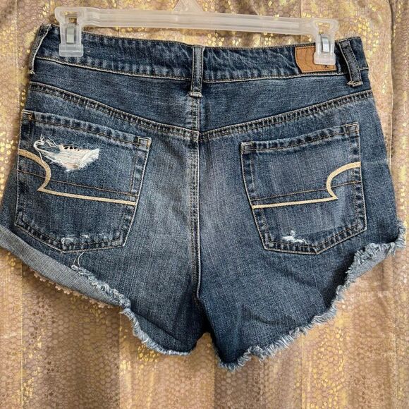 American Eagle Hi Rise Crochet Pocket Boho Distressed Festival Shorts 10 - Picture 2 of 8